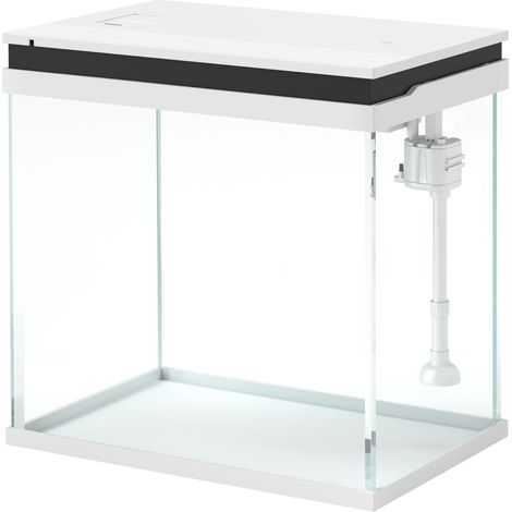 26L Glass Fish Tank  Filter System, LED Lights, Water Pump, White (1/5)