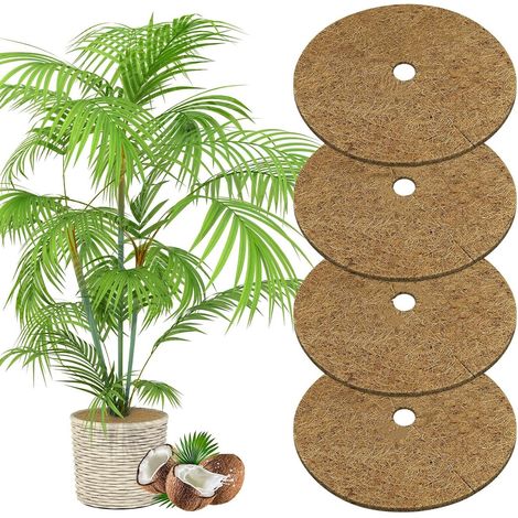 Tapis de Coco Plantes, 4pcs Disque de Protection Plante 30cm Disque de Paillage Tapis de Paillage en Fibre de Coco Disques Paillage de Désherbage des Plantes pour Plantes de Jardin Protection (1/5)