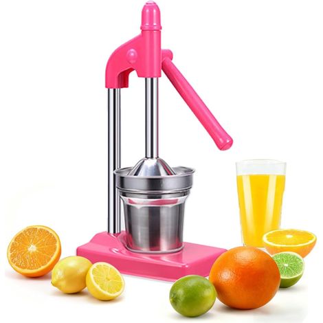 Presse-Agrumes Manuelle en Acier Inoxydable, Presse à Fruits Manuel, Compacte et Stable, Idéale pour Maison, Camping et Étudiants (Rouge)