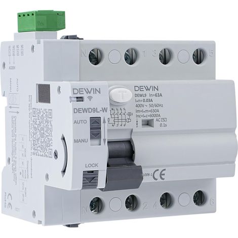 WIFI remote-controlled recloser device, 4P-63A-30mA 400VAC leakage protection circuit breaker