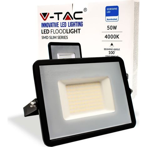 Lampada Led Faro 50W Proiettore Smd Samsung Chip Corpo Nero 3000K (21406)