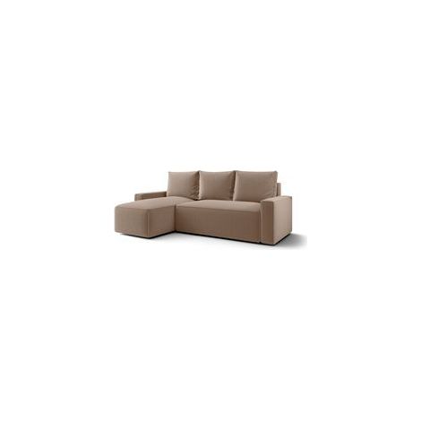 Canapé d’angle velours chenille convertible avec coffre NORE angle gauche-Beige-angle gauche (1/4)