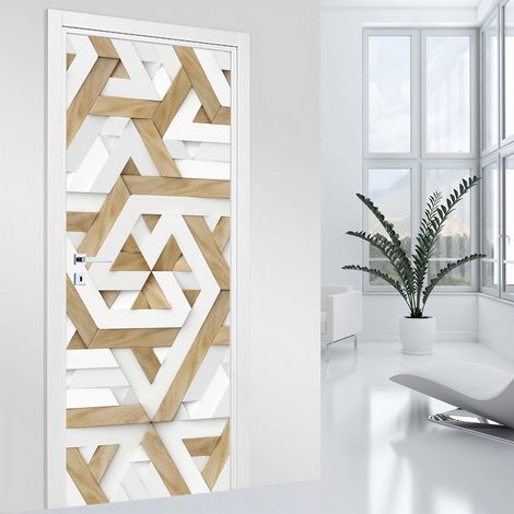 Stickers pour porte - Motif géométrique - 83 x 205 cm - Adhésif MAT (1/2)