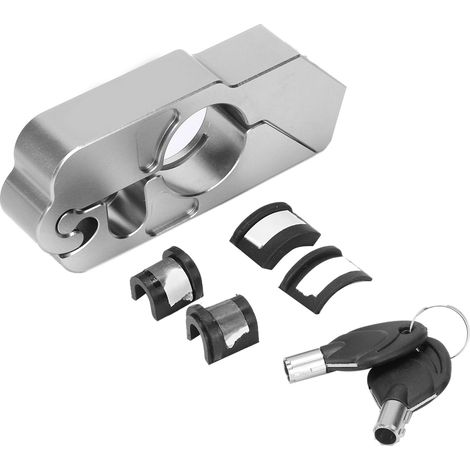 Poignée de frein antivol universelle en alliage d'aluminium CNC pour moto, levier de verrouillage de guidon argenté. (1/5)