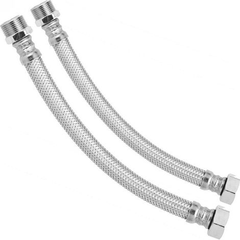 Juego 2 Latiguillos Polímero Plus 40cm 1/2" MH para Termo y Calentador  Anticorrosión DN13 16 Bar  Con Juntas EPDM