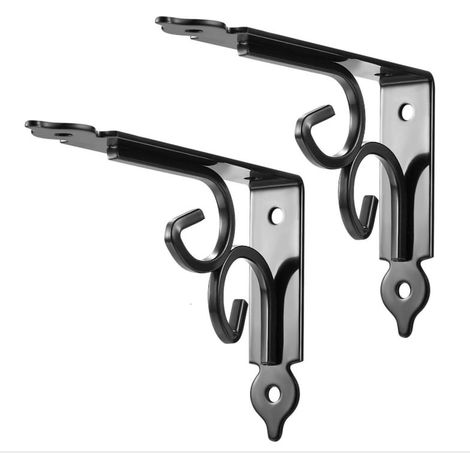 2 Pièces Équerre pour Étagere Murale, Supports Étagère Murale, Triangulaires 90 Degrés Équerre de Fixation, Support Angle Métal pour Étagère de Livres, Cuisine Noir (1/5)