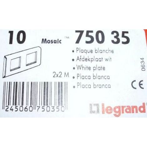 Legrand 075035 – ALTE MOSAIK-Platte – horizontale Montage – 2 x 2 Module – Weiß (RAL 9010)