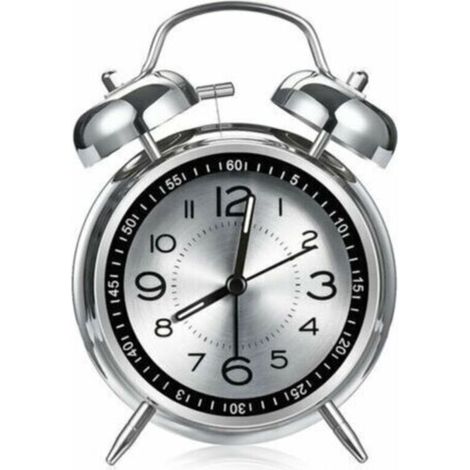 Réveil fort pour adultes dormeurs lourds, quartz silencieux de 10,2 cm avec rétroéclairage, double cloche (gris) (1/4)
