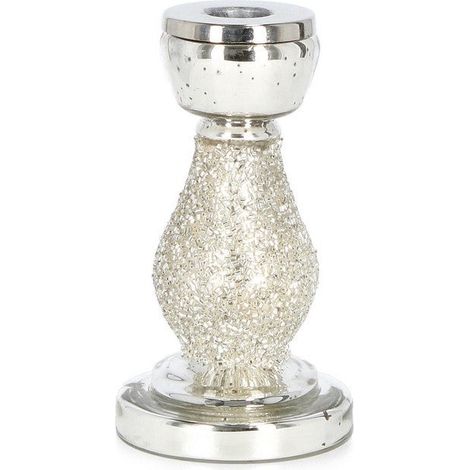 Bizzotto Portacandela di Natale Twinkle Stand H 15 Cm D 8,5 Cm Vetro Argento