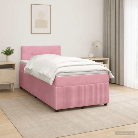 Cama box spring con colchón Rosa 120 x 200 cm Terciopelo (1/5)