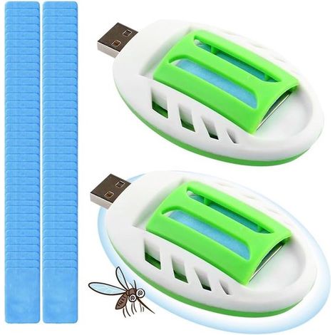 Dispositif anti-moustiques - Lot de 2 - Appareil électrique anti-moustiques - USB - Contient 120 pastilles anti-moustiques - Protection contre les insectes - Protège contre les moustiques et les mouch (1/5)