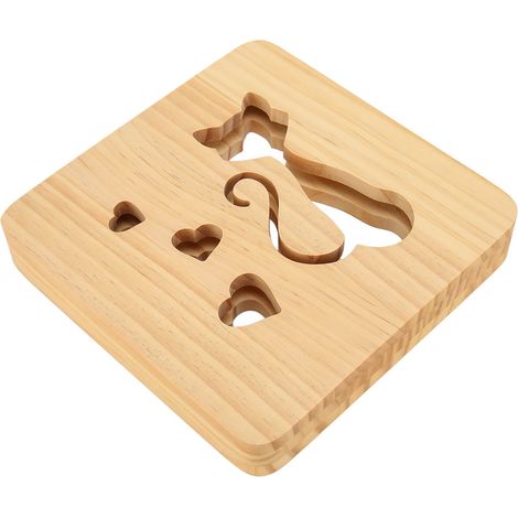 Veilleuse à motif chat et cœur, lampe de chevet LED 3D en bois ajouré, idéale pour la chambre et la salle à manger.