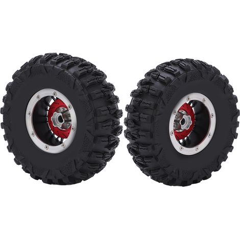 2 Pneus RC antidérapants avec jante en alliage d'aluminium, remplacement en caoutchouc pour Traxxas 1/10 Crawler RC - Noir (1/5)