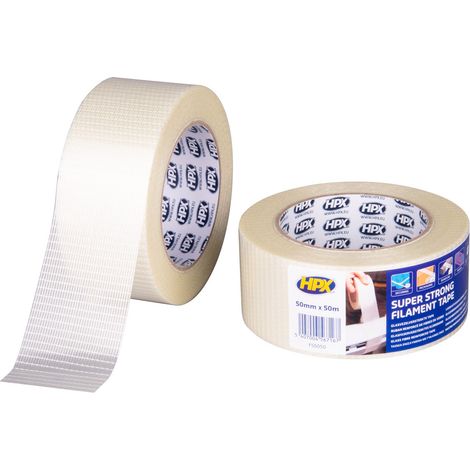 Nastro di filamenti con rinforzo in fibra di vetro trasparente 50 mm x 50 m