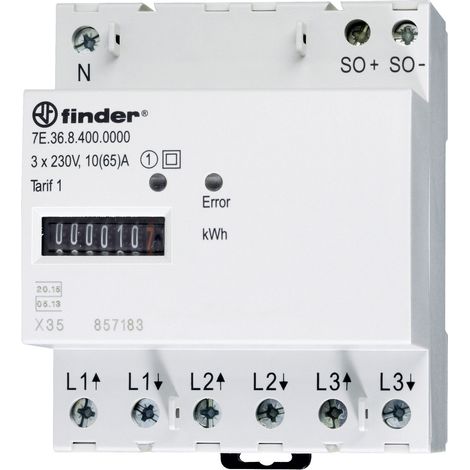 Finder 7E.36.8.400.0010 7E.36.8.400.0010 Drehstromzähler  mechanisch 65 A MID-konform: Ja  1 St. (1/2)