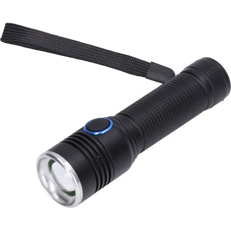 Lampe torche LED T6 2000LM, zoom rotatif, étanche, pour randonnée, camping, voyage, aventure, urgence, usage domestique (sans batterie, S18, noir) (1/5)