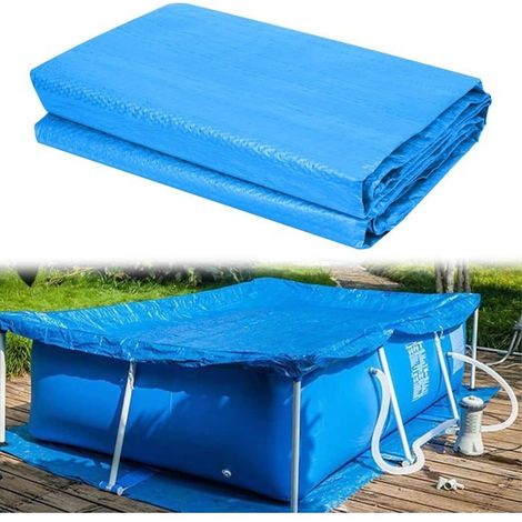 Tapis protection sol piscine 500x300cm, revêtement antidérapant rectangulaire rond, natte pliable durable bassin spa (1/5)
