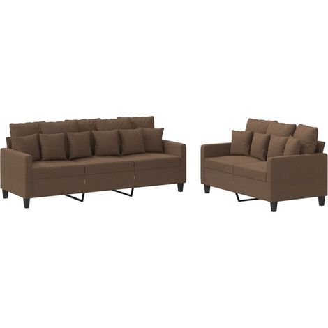 Maison Exclusive - Set di Divani 2 pz con Cuscini Marrone in Tessuto (1/5)