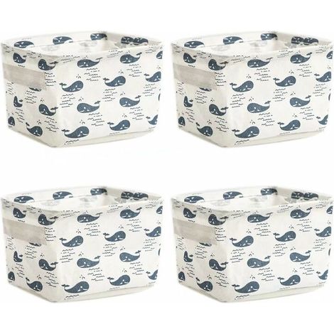 royaluxe - Set de 4 Mini Paniers de Rangement, Boîte de Rangement Pratique Tiroir en Tissu Lin Panier Stockage de Bureau Pliable Organisateur pour étagères et Bureau, Jouets, Llivres ou Maquillage (1/5)