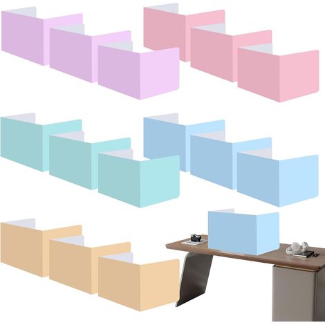 Lot de 15 séparateurs de bureau pour école - Brise-vue portable - Bureau d'apprentissage - Cloisons en forme de U - Couleur macaron - Pour salle de classe, bureau, bibliothèque - 40 x 30 x 30 (1/5)