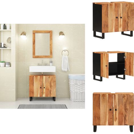 Meuble d'évier 62x33x58 cm bois d'acacia et d'ingénierie - Meubles De Salle De Bain - Armoires De Salle De Bain - Meuble Vasque - Meuble Sous Évier - Bois D'acacia (1/5)