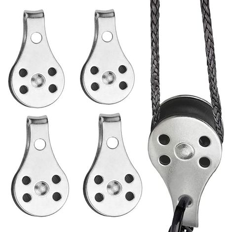 4 Pièces Double Inox Pivotant Poulie, Poulies à Bloc Unique, Bloc Poulie Simple en Acier Inoxydable, pour Les Grands Kayaks, Canoës, Usines, Bâtiments, Etc (1/5)