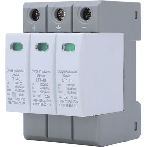 Dispositif de protection contre les surtensions triphasé, parafoudre, protecteur 20-40 kA 1000 V CC (1/5)