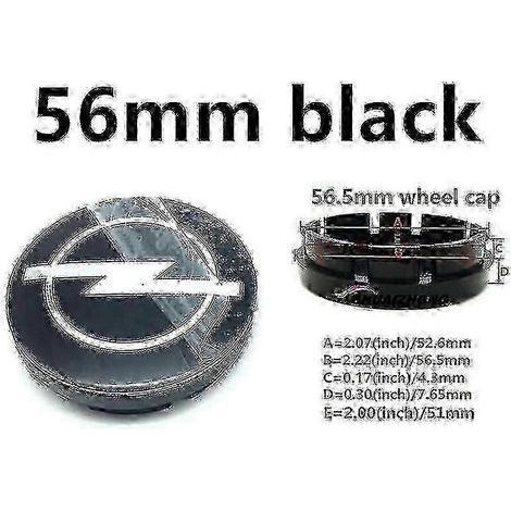 Lot de 4 enjoliveurs centraux de roue Opel 58 mm, noir et argent, avec logo et emblème. Accessoires inclus. Wigslar (1/3)