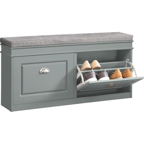 SoBuy Hallway Shoe Bench Shoe Rack Shoe Cabinet with Flip-drawer and Seat Cushion,FSR64-HG