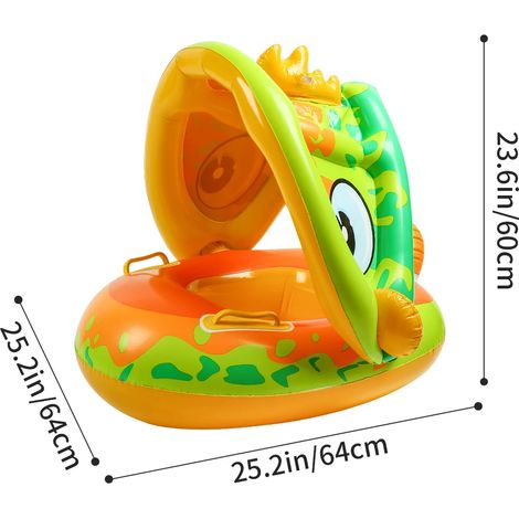 Tapis de piscine gonflable pour enfants avec siège, poignées et volant, portable.