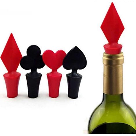 Lot de 4 bouchons de vin humoristiques et originaux, réutilisables. (1/5)