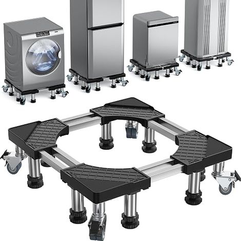 Adjustable Fridge Base, Washing Machine, Maximum Load 500 kg, Length Reduction of Brit Effect, Adjustable 54.5-67 cm, 14 cm, Black (1/5)