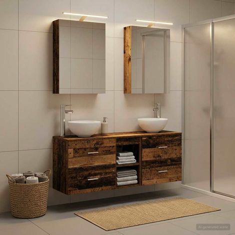 vidaXL Bathroom Cabinet Set 5 pcs Old Wood Engineered Wood (1/5)