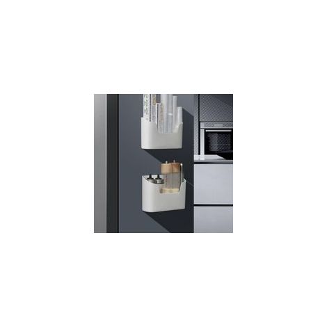Boîte à double porte adhésive, organisateur de cuisine pour plan de travail, ABS blanc (1/5)