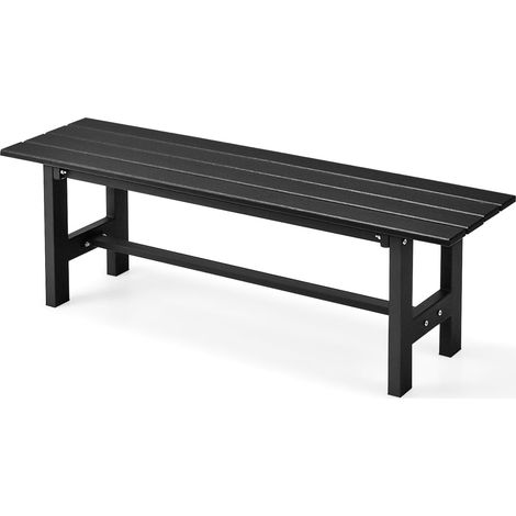 COSTWAY Panchina da Esterno con Sedile HDPE, Panca da Giardino con Telaio in Metallo Verniciato a Polvere, Panchina da Giardino, Parco e Balcone, Portata 300 kg, 120 x 36 x 40,5 cm (Black) (1/5)