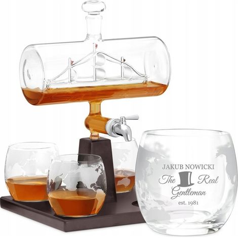 Set da whisky - Caraffa e bicchieri da whisky con incisione - Regalo per uomo
