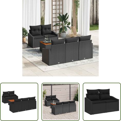 vidaXL Jardin - Ensemble de canapé de jardin avec stockage 6 pcs Noir polyrotin (1/5)