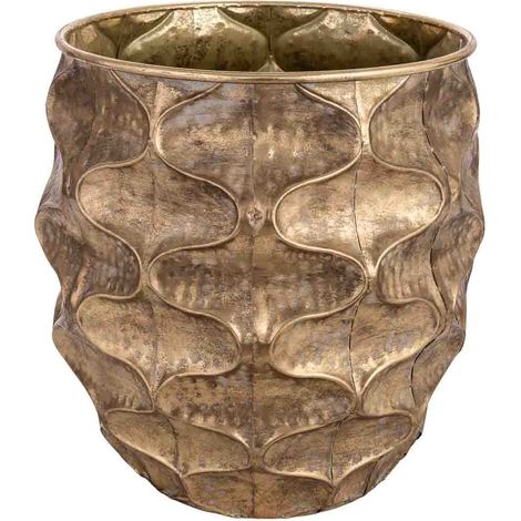Macetero de metal dorado 38x38x36.5h cm