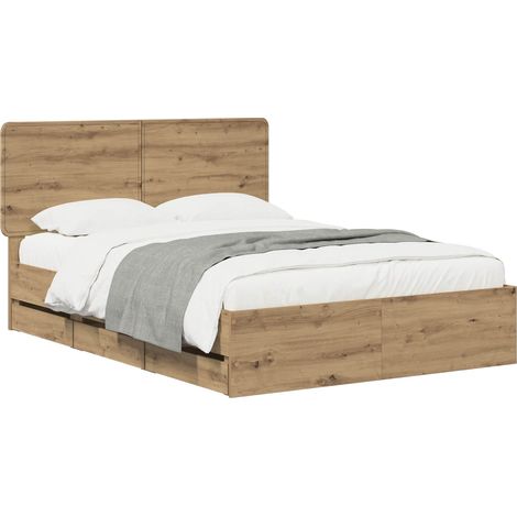 Bed Frame with Storage and Headboard Artisan Oak 120 x 200 cm vidaXL (1/5)