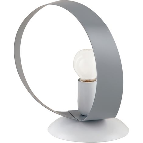 Lumetto comodino in ferro Bianco Grigio una luce 19x h21 cm (1/3)
