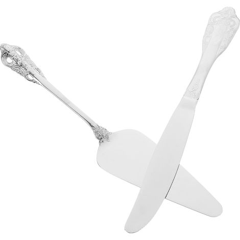 Spatule gâteau + couteau inox 304 manche sculpté, ustensiles service pâtisserie/fromage pour fêtes (1/5)