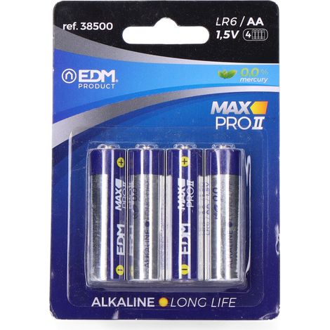 Pile alcaline EDM longue durée aa - lr06 1,5v blister 4 unités ø14,5x50,5mm (1/2)