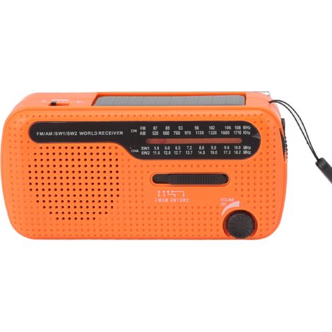 Kurbelradio AM/FM SW1/SW2 Solar-Notfallradio mit LED-Taschenlampe für Camping, Orange (1/5)