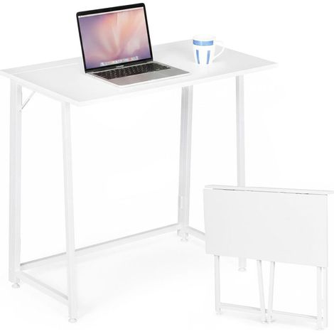 Escritorio plegable para portatil de 80 x 45 cm mdf blanco ahorra espacio 222091660 (1/5)