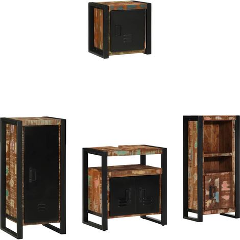 Juego de muebles de baño 4 pcs Madera reciclada maciza