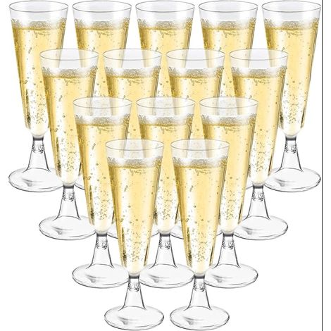 Clear Champagne Flutes, Plastic Glasses, 160 ml Beer Glass, Wine Glass, Cocktail for Parties, Weddings, Christmas (1/5)