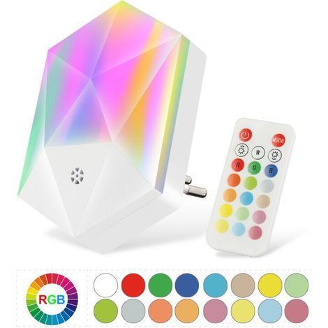 royaluxe - Veilleuse LED, Veilleuse LED Enfant Prise Electrique, RGB Veilleuse LED Enfant, Lampe Nuit Veilleuse Dimmable, Veilleuse Secteur avec Prise, Télécommande, Réglable 16 Couleurs pour Chambres (1/5)