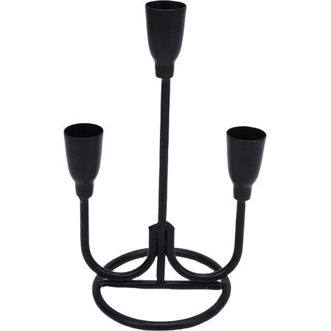 Bougeoir à trois têtes en fer, chandelier exquis pour Table basse, décoration de cheminée, noir (1/5)