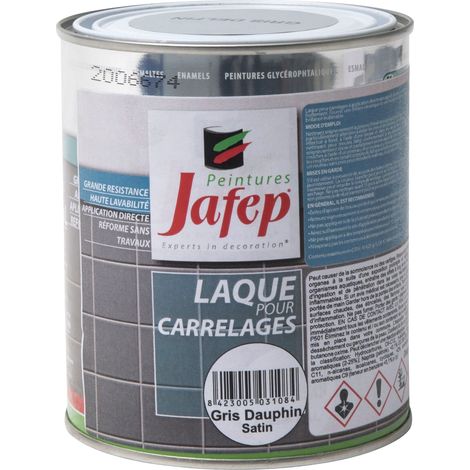 Peinture carrelage mural gris dauphin 750ml – Haute résistance pour surfaces intérieures – Séchage rapide 3-4h – Rendement 12-14 m²/L – Jafep