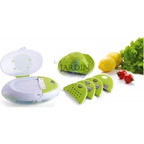 Rallador de alimentos con 5 hojas intercambiables y contenedor, rallador profesional